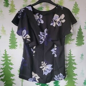 Banana Republic Black and White Flutter Sleeve Blouse.